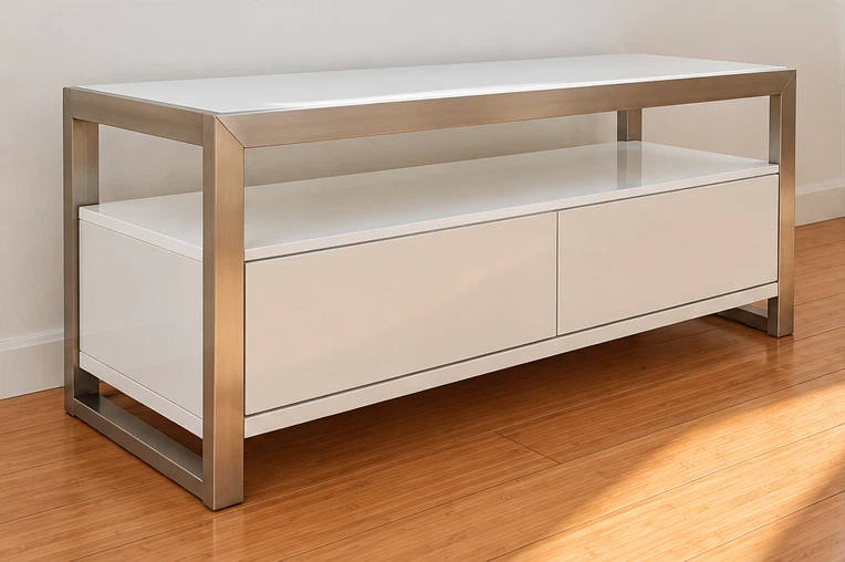 White and Brushed Metal Media Console - photo 2