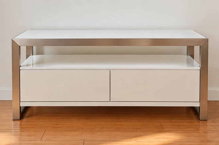 White and Brushed Metal Media Console - photo 4