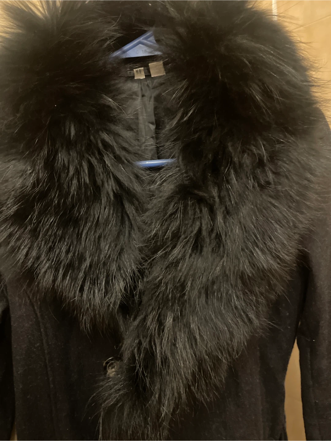H&M Black Trench Coat with Fur Collar - photo 2