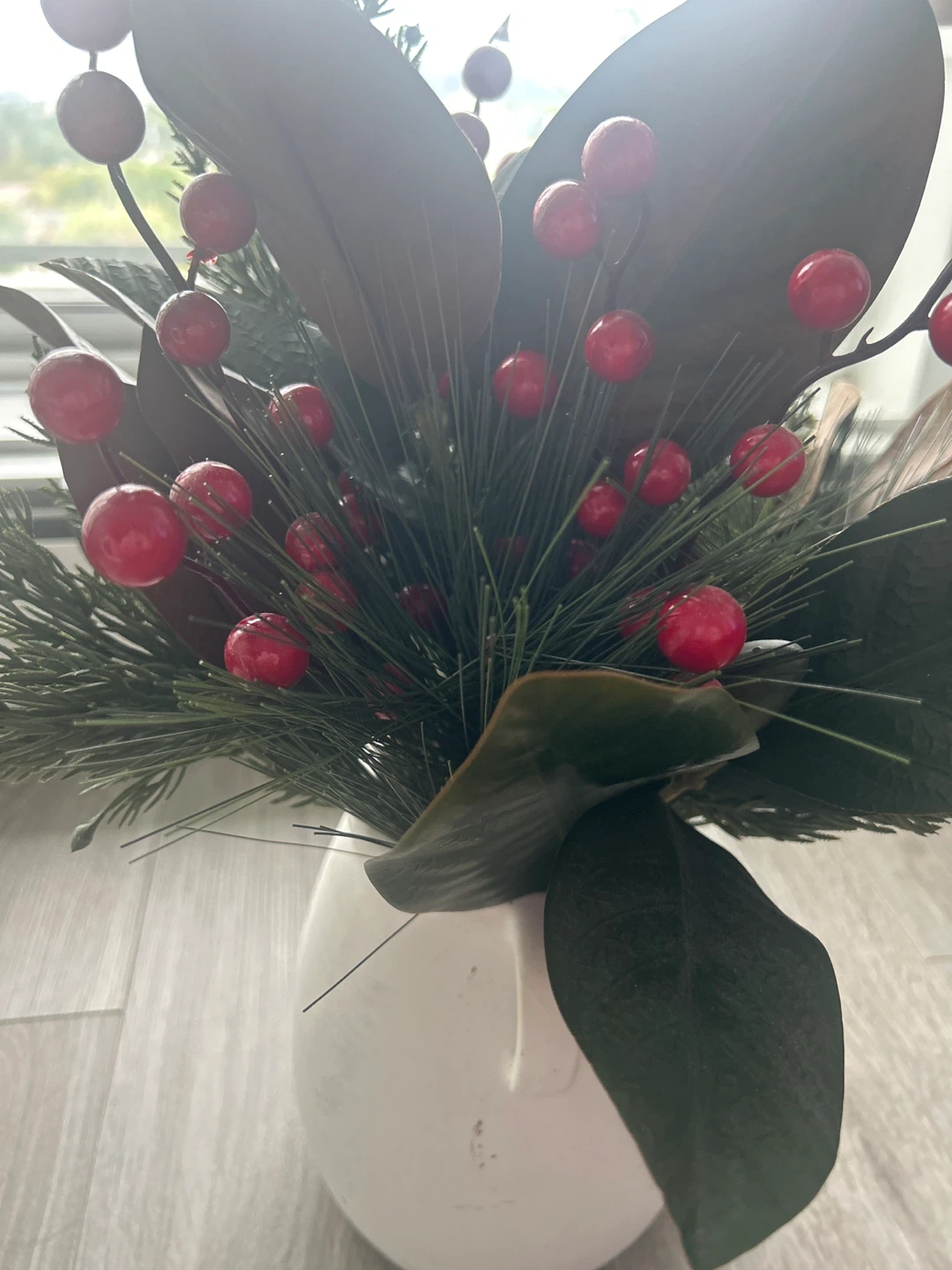 Artificial Floral Arrangement with White Vase