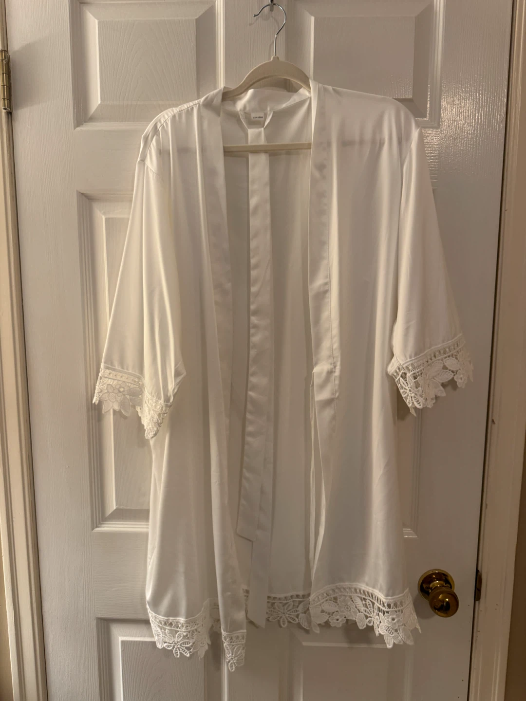 White Satin Bridal Robe with Lace Trim – Wedding Getting Ready