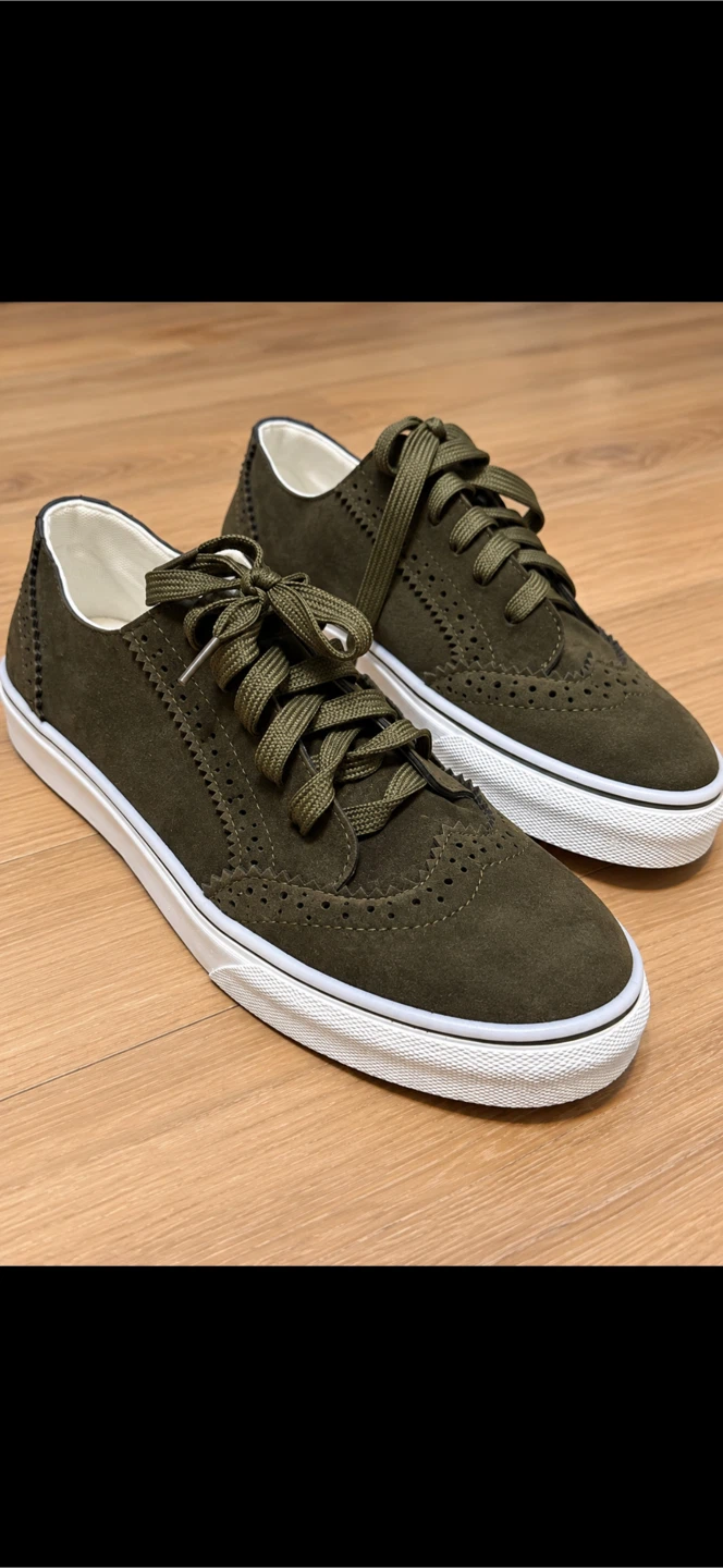 Olive Green Suede Brogue Sneakers