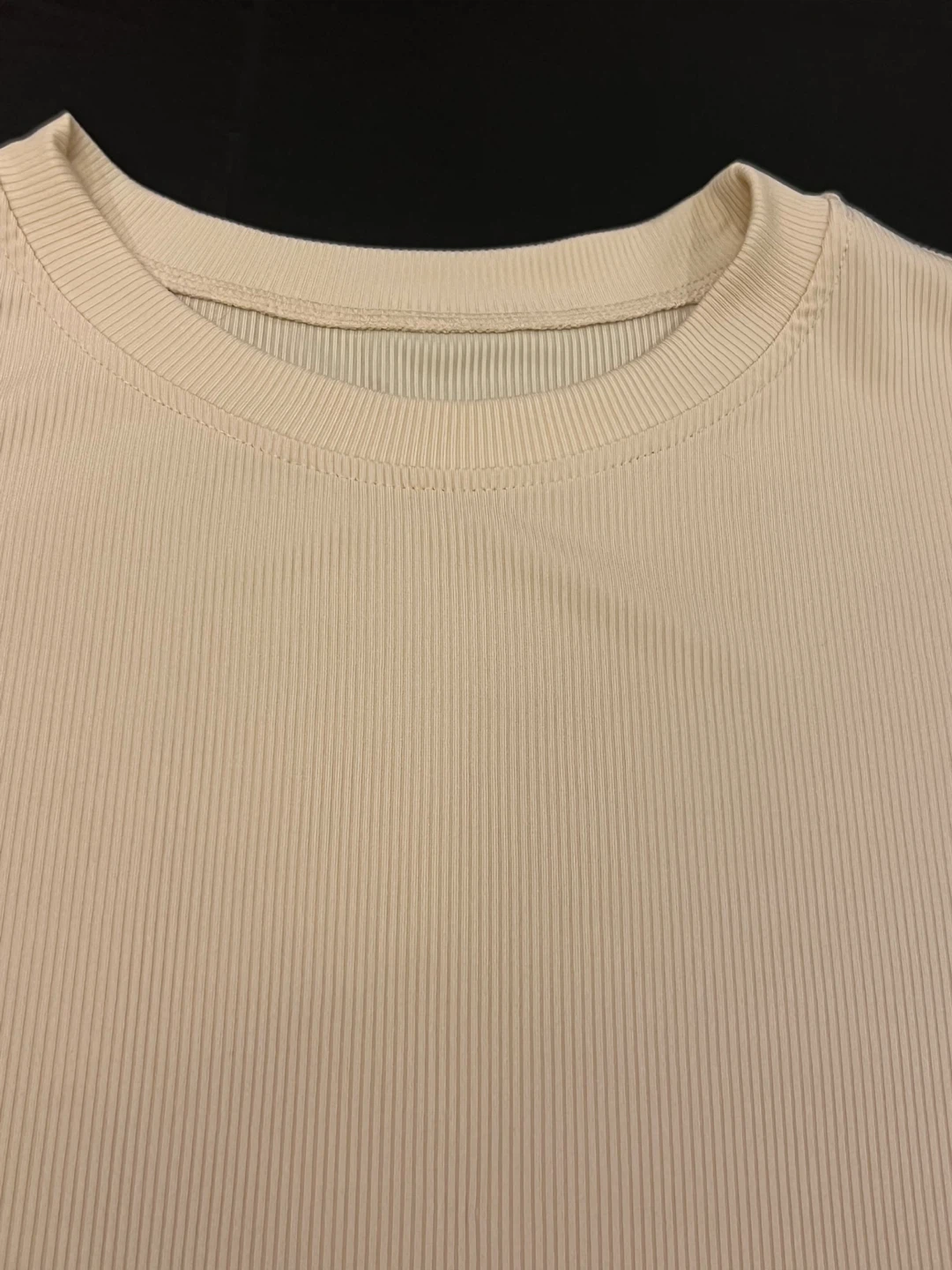 Cream Ribbed Long Sleeve Crew Neck Top - photo 2