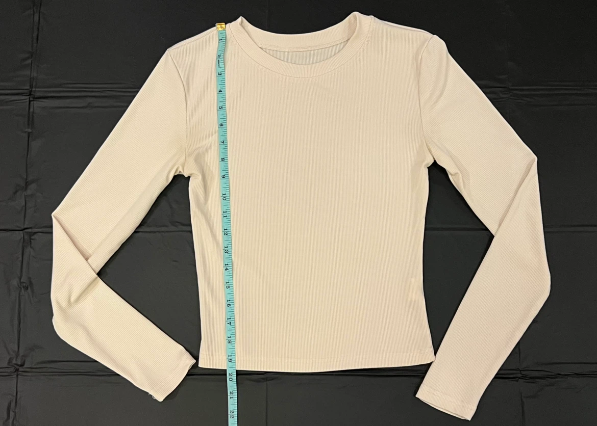 Cream Ribbed Long Sleeve Crew Neck Top - photo 3