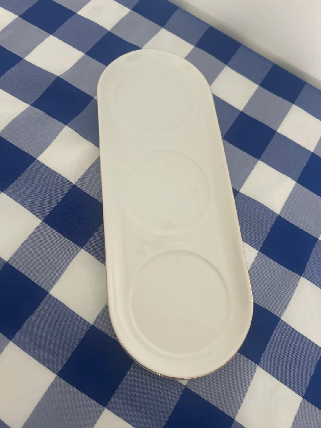 White Ceramic Three-Section Serving Tray
