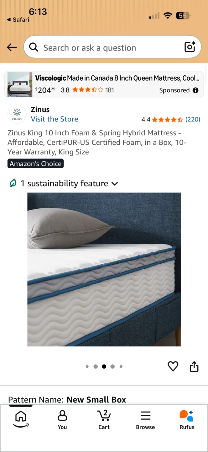 Zinus King 10 Inch Foam & Spring Hybrid Mattress - photo 2