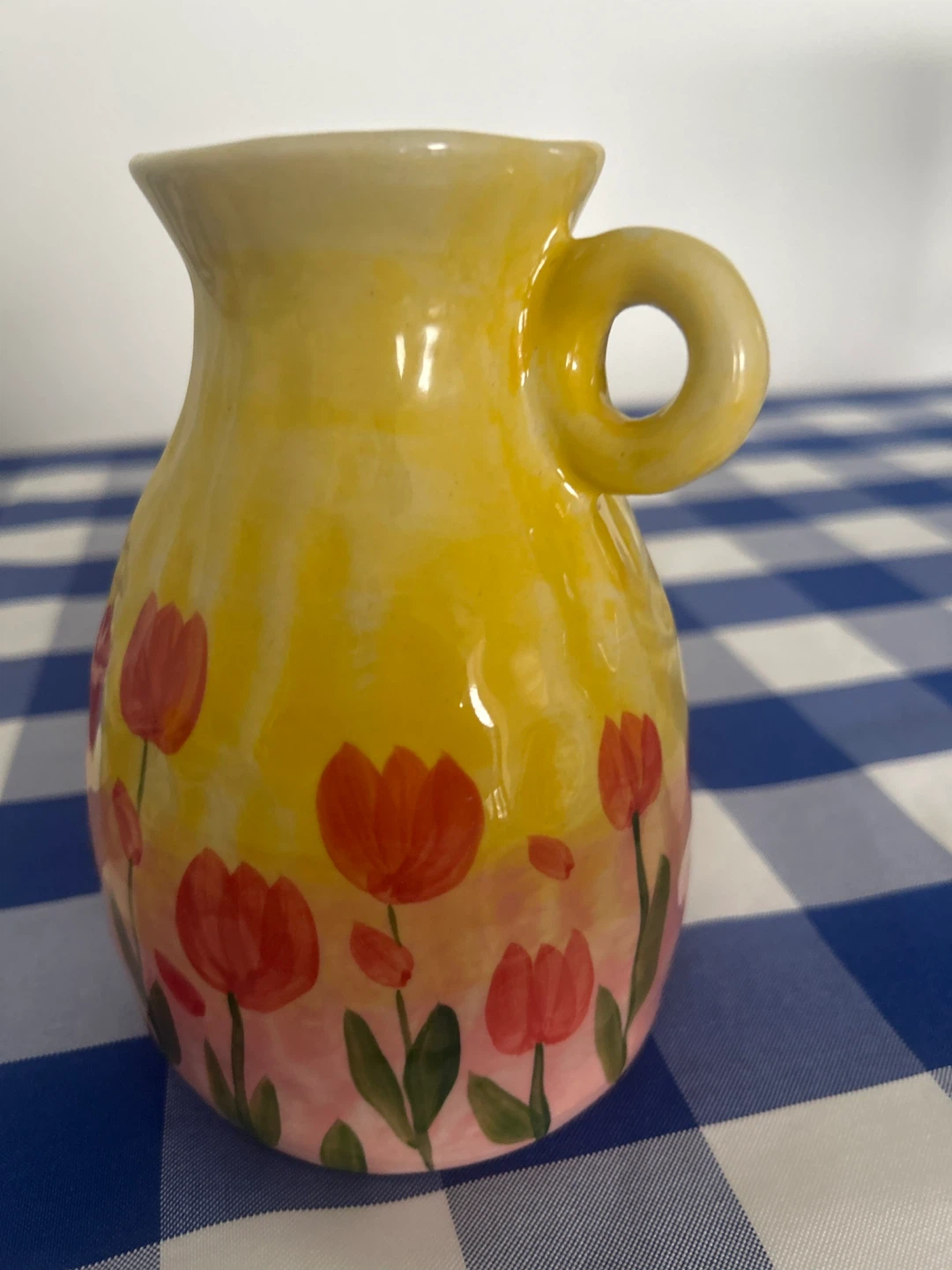 Hand-painted Yellow Ceramic Tulip Pitcher