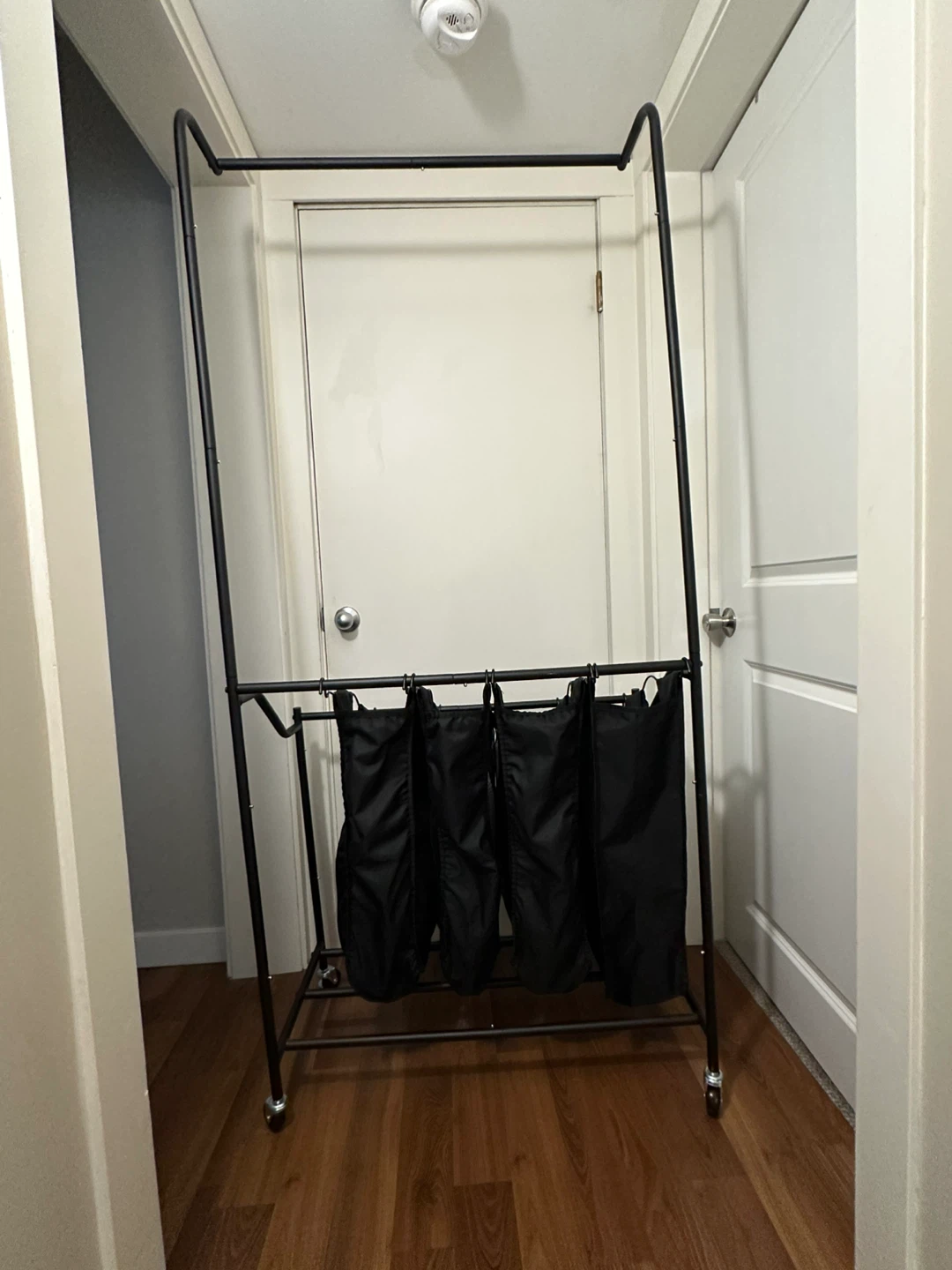 Smonter 4-Section Rolling Laundry Sorter with Hanging Bar - photo 2