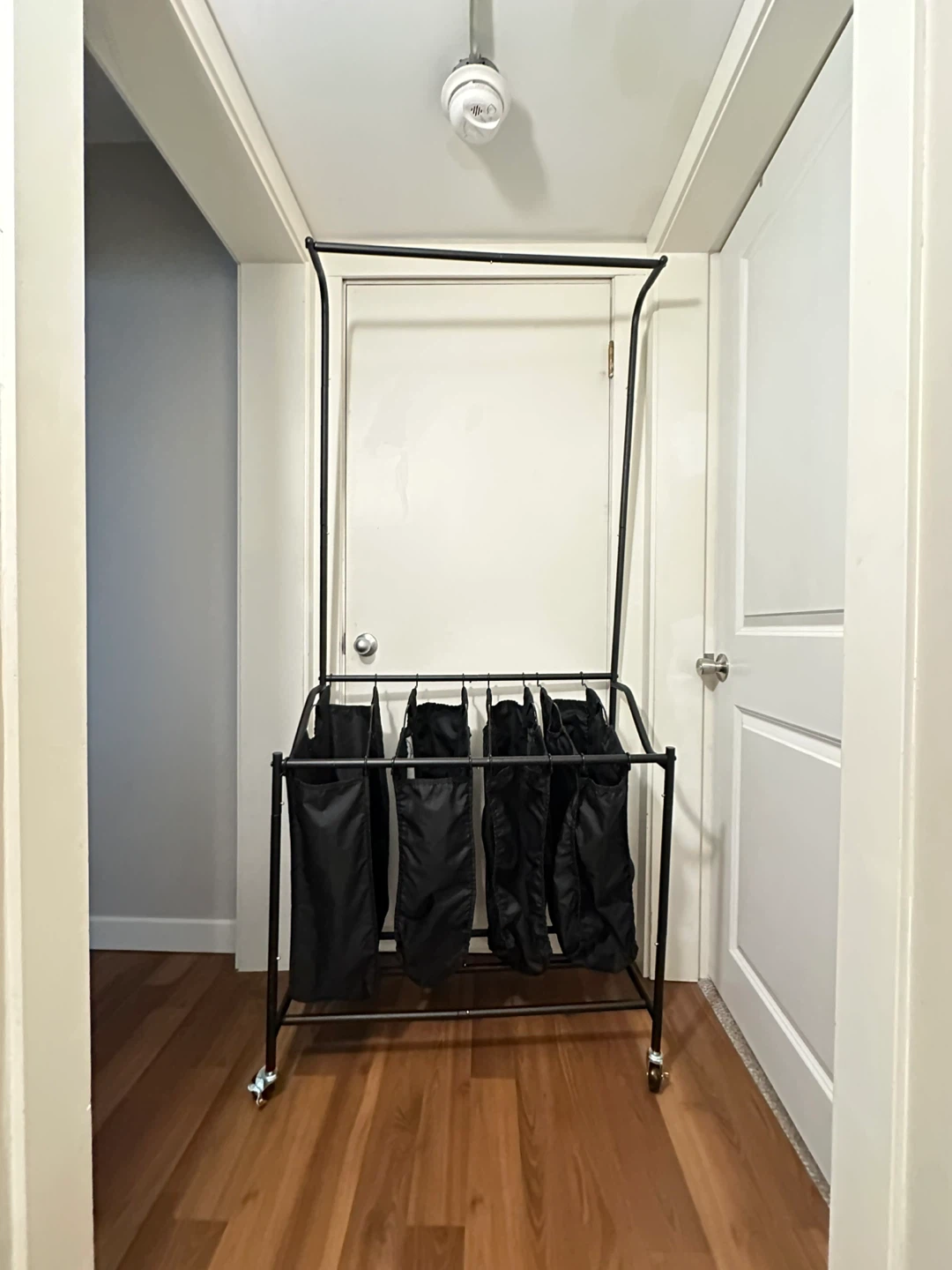 Smonter 4-Section Rolling Laundry Sorter with Hanging Bar - photo 4