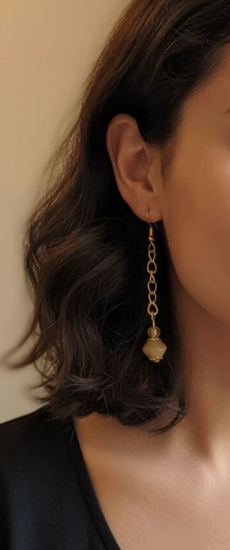 Gold-tone beaded chain earrings - photo 2