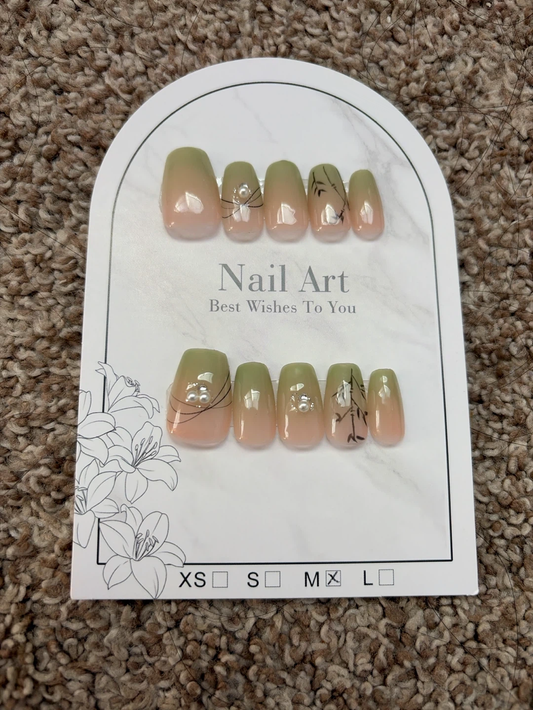 Green Ombre Press-on Nails
