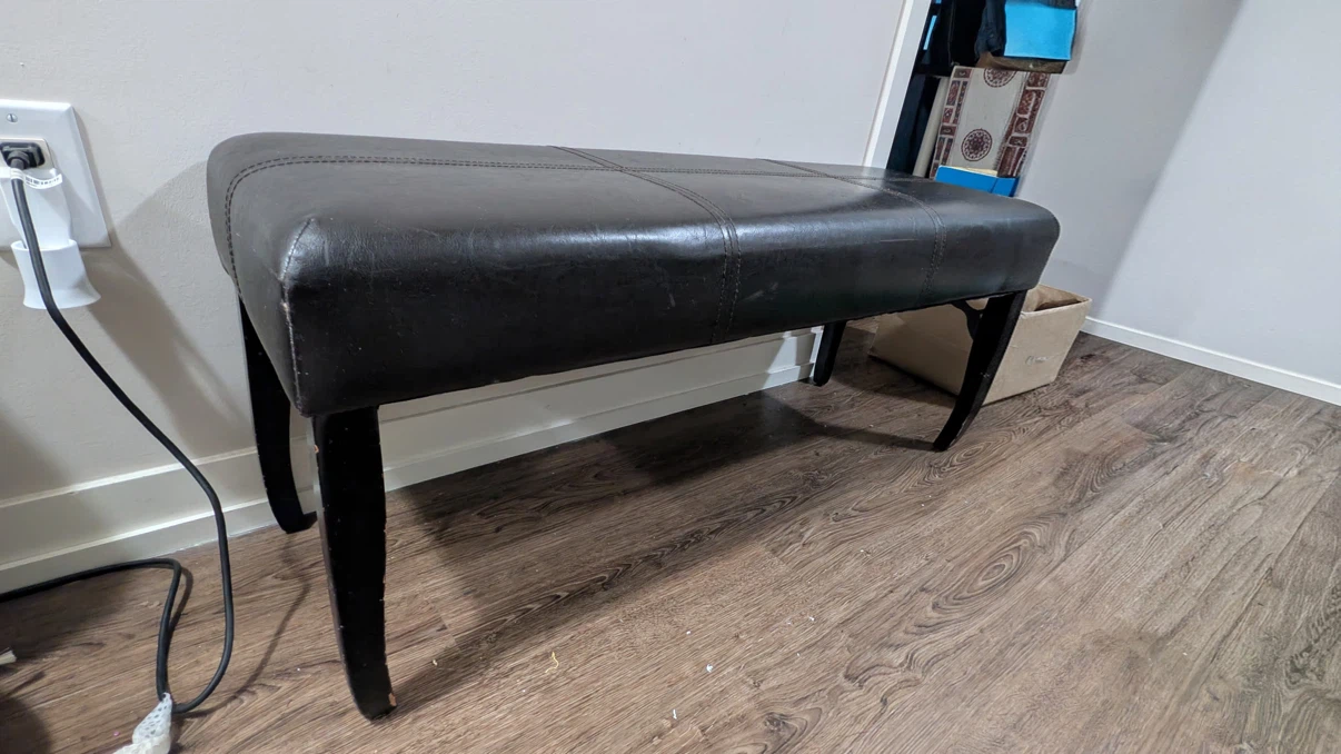 Dark Brown Faux Leather Bench