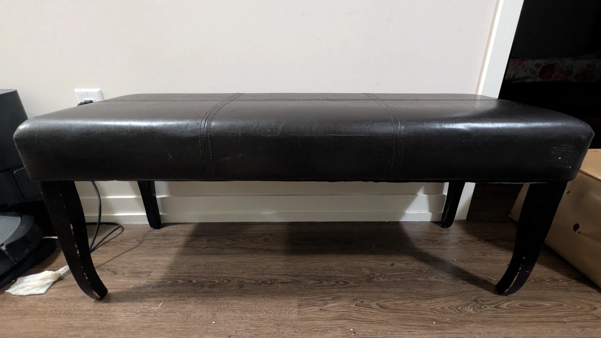 Dark Brown Faux Leather Bench - photo 2
