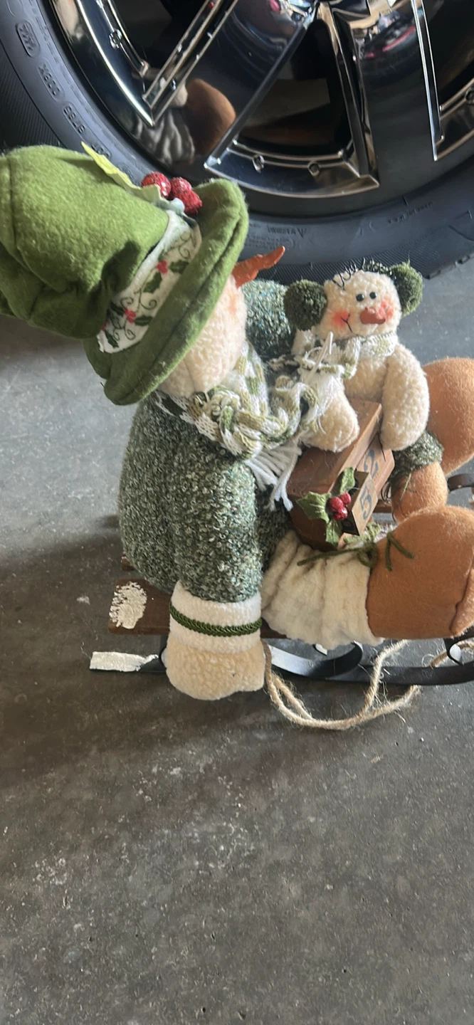 Plush Snowman Decor with Calendar Sled