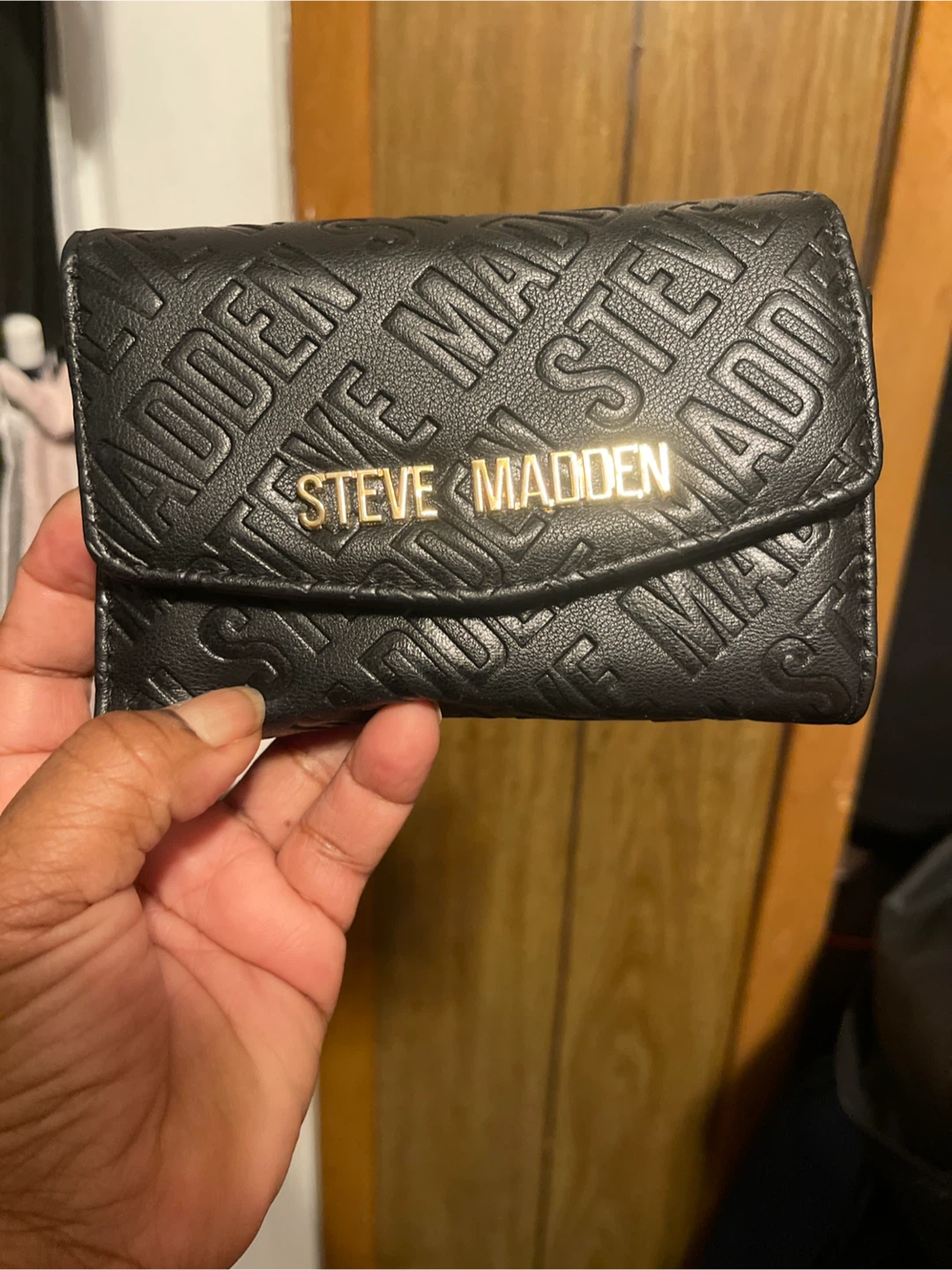 Steve Madden Black Trifold Wallet