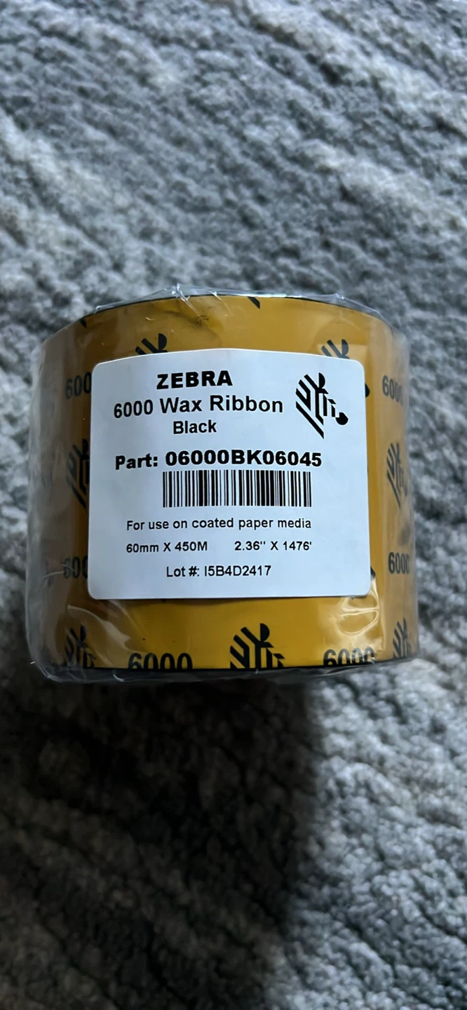 Zebra 6000 Wax Ribbon Black