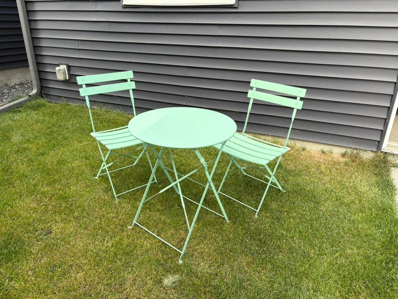 Mint Green Bistro Table and 2 Folding Chairs