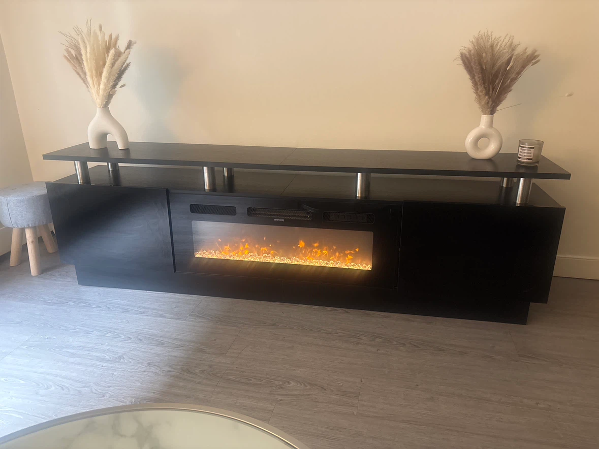 Modern Black Electric Fireplace TV Stand