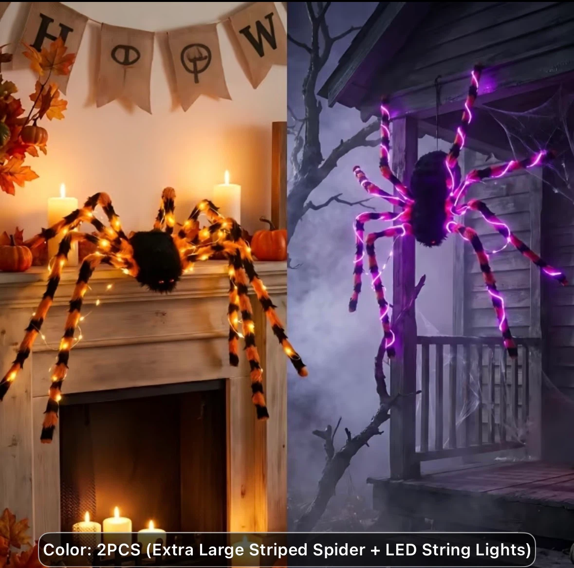 Giant Light-Up Halloween Spider with LED Lights – 49” - photo 5