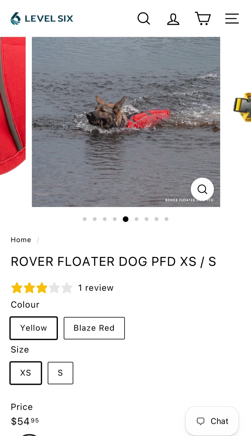 Level Six Rover Floater Dog PFD - XL