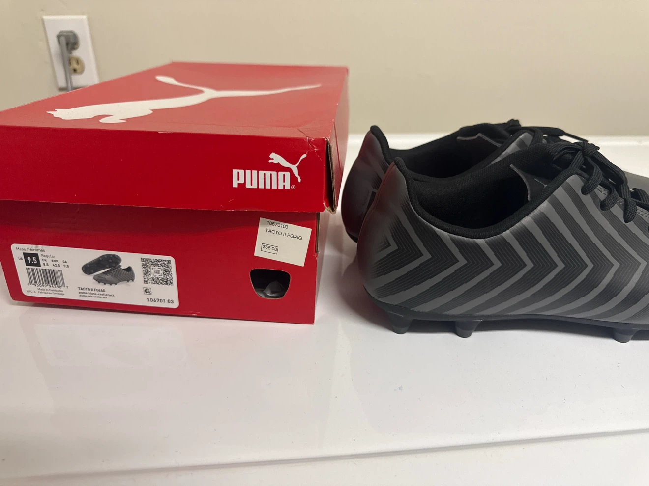 Puma Tacto II FG/AG Soccer Cleats Black Size 9.5