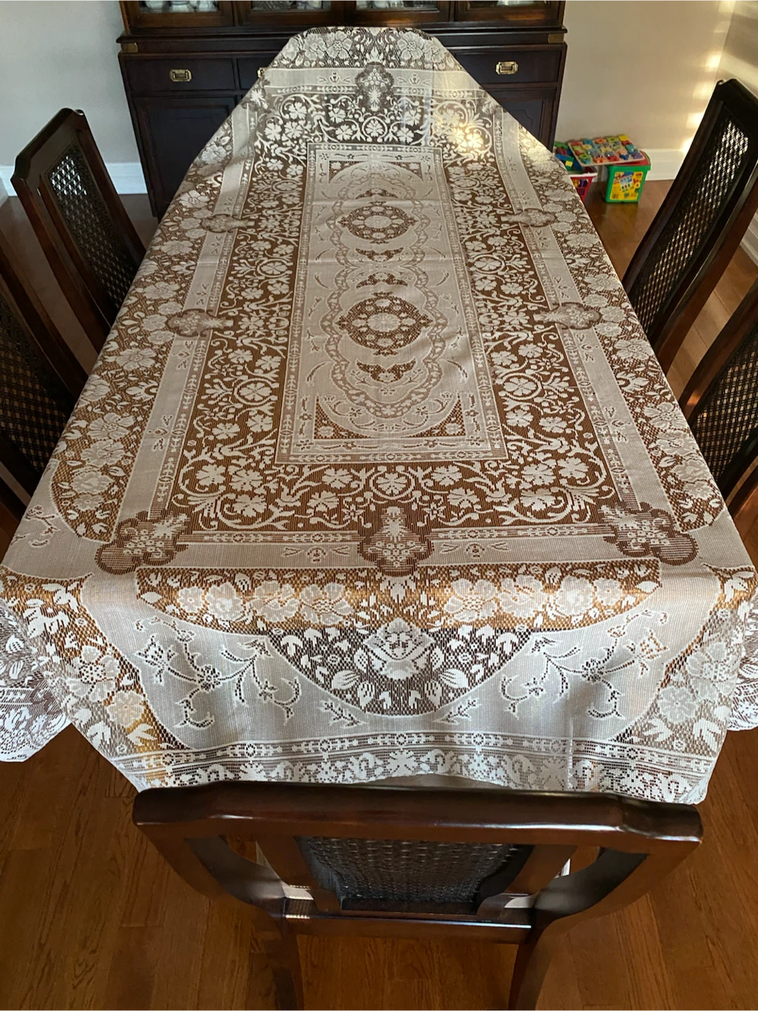 Vintage floral lace tablecloth