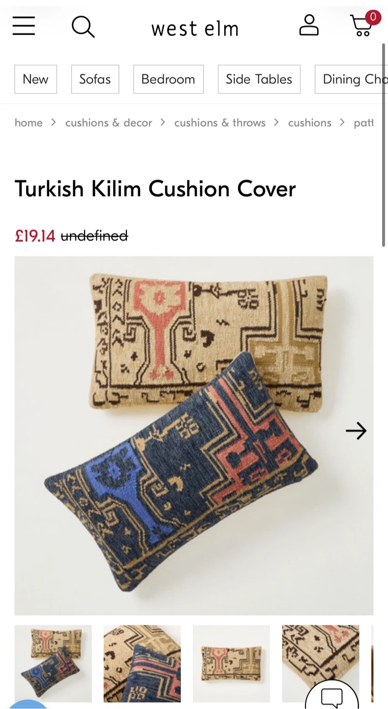 Two West Elm Turkish Kilim Cushion Covers