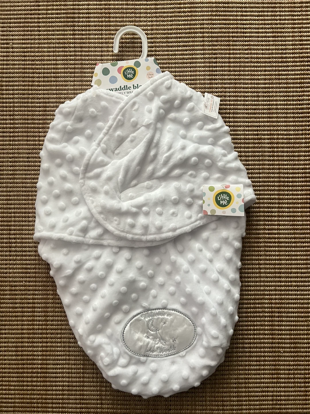 Little Me White Swaddle Blanket 0-3m