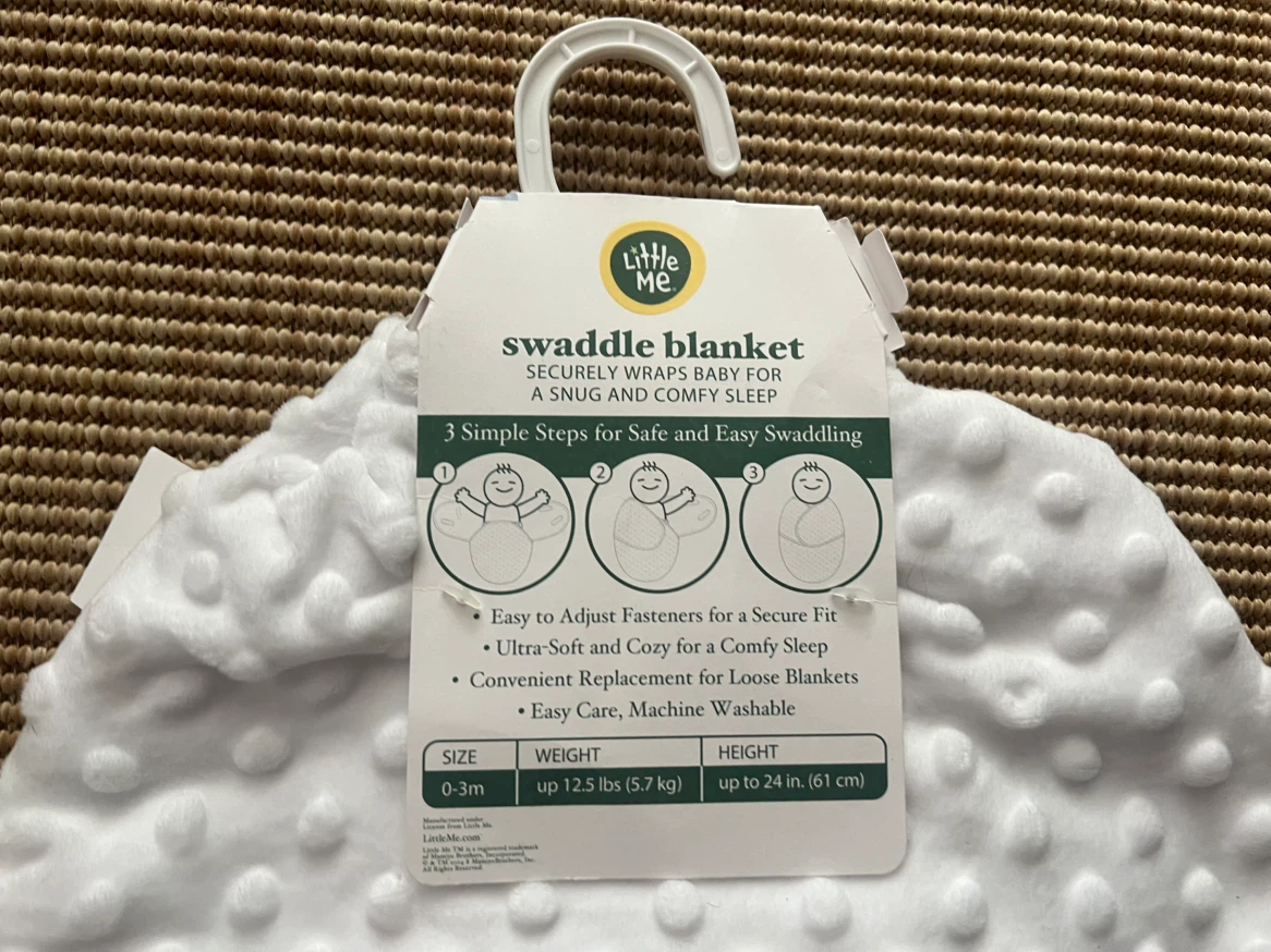 Little Me White Swaddle Blanket 0-3m - photo 3