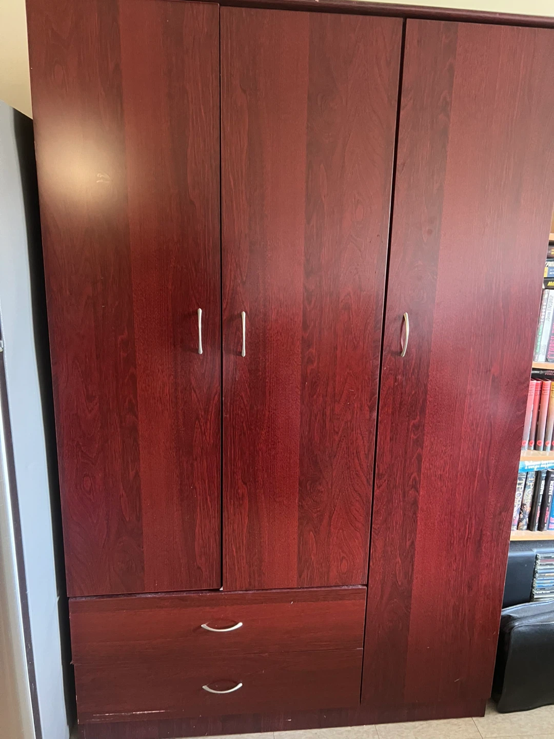 Three-Door Wooden Wardrobe with Drawers
