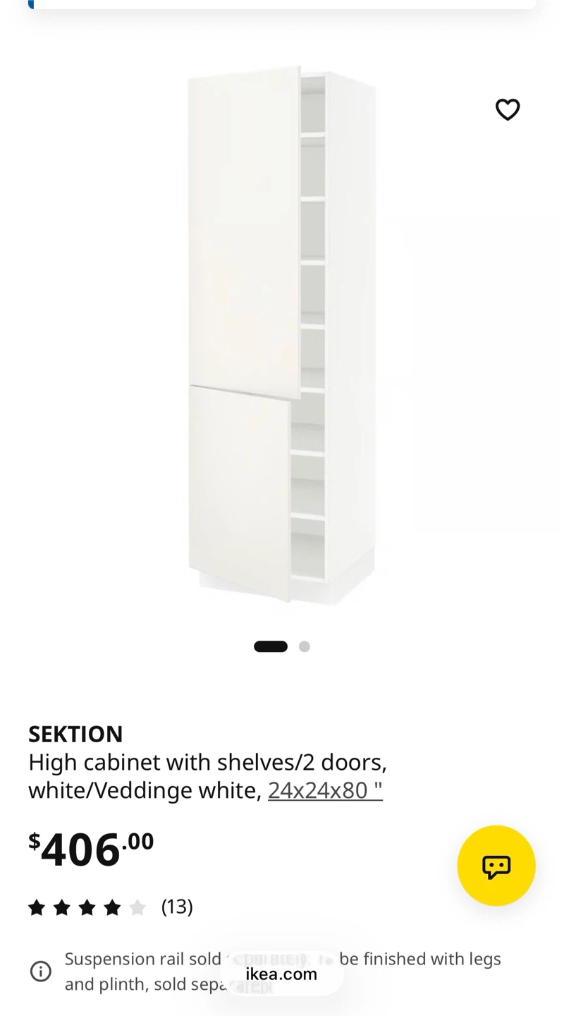 IKEA SEKTION High Cabinet with 2 Doors 24x24x80