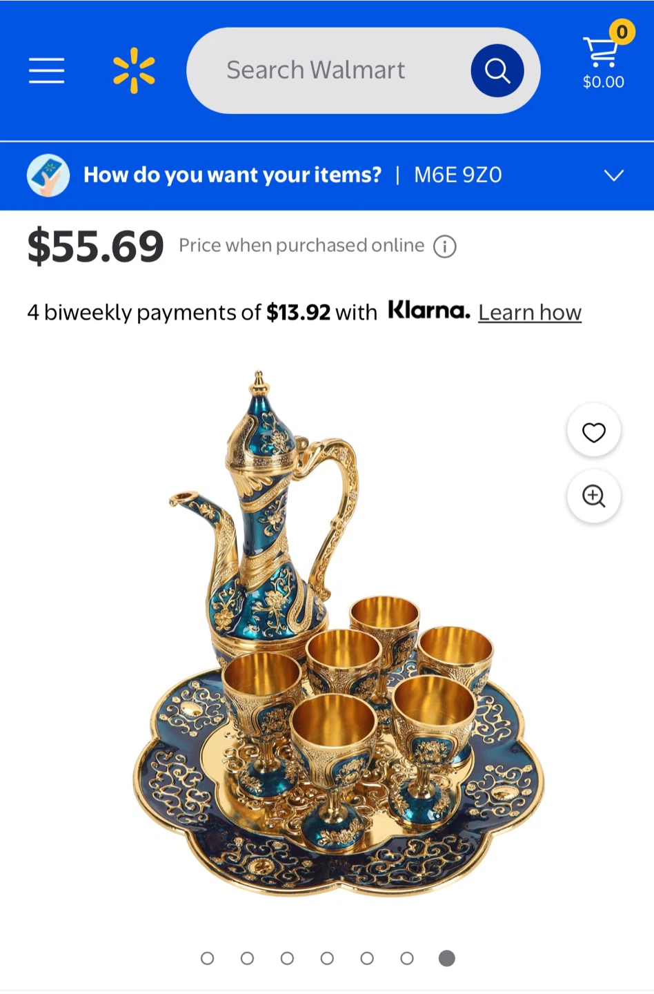 Vintage Style Gold and Blue Metal Tea Set - photo 2