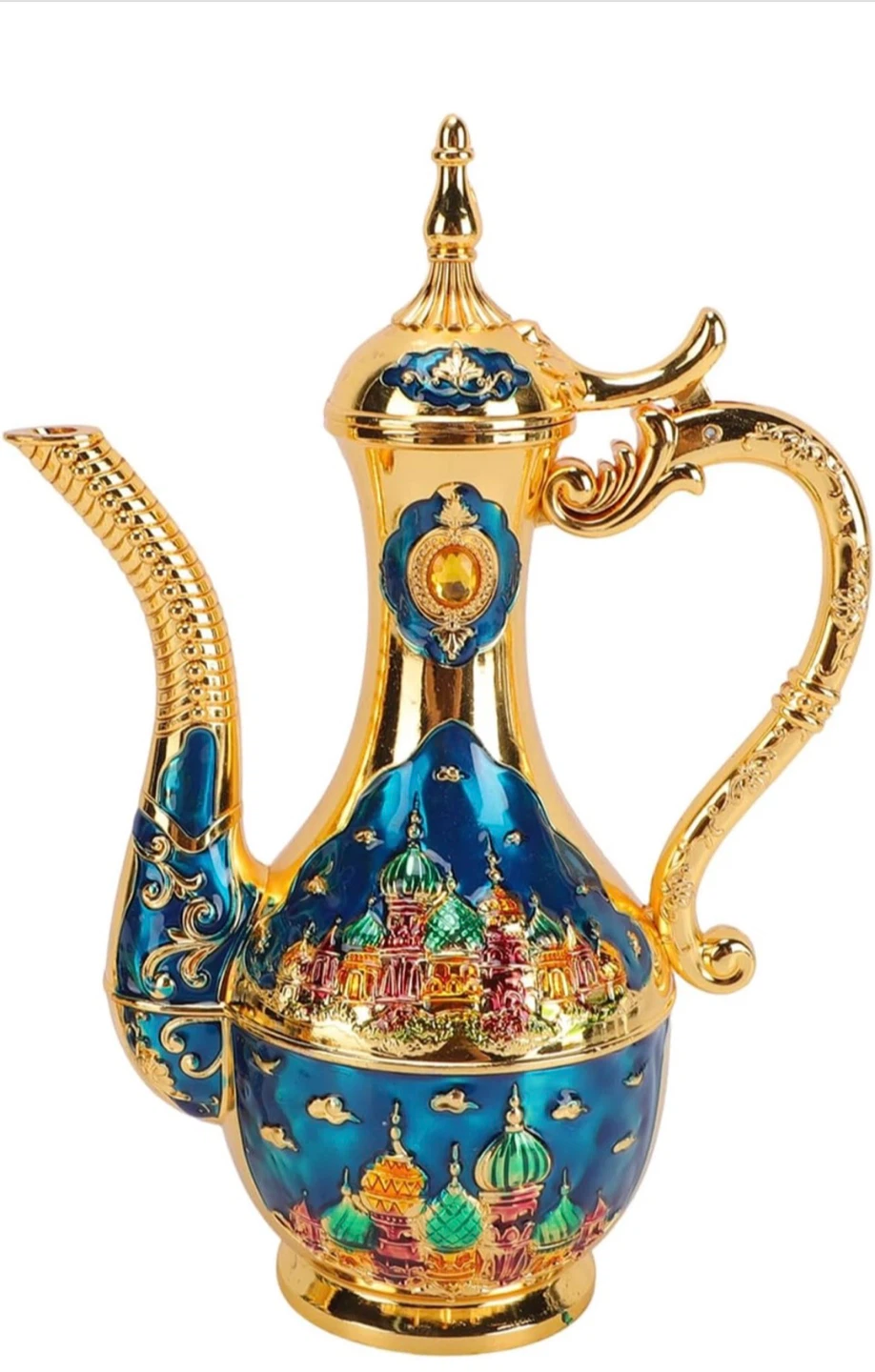Vintage Style Gold and Blue Metal Tea Set - photo 4