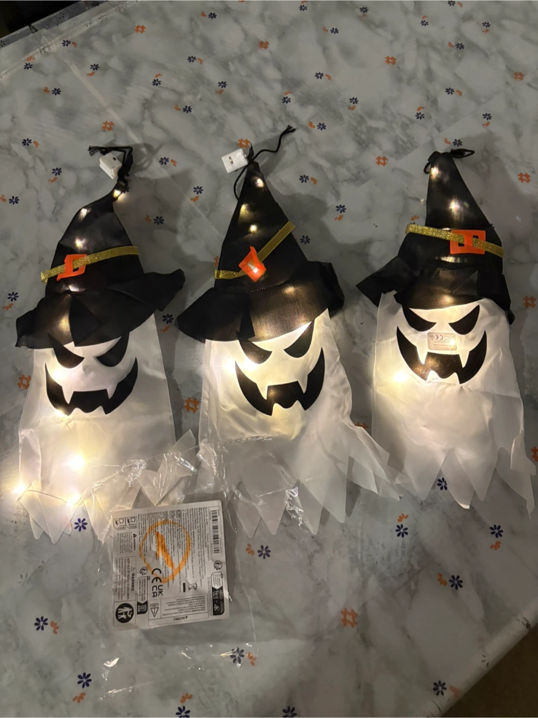 3-Pack Light-Up Halloween Ghost Witch Decorations