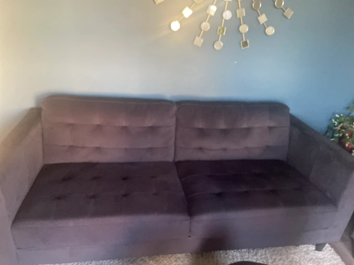 Dark grey tufted fabric sofa - photo 2