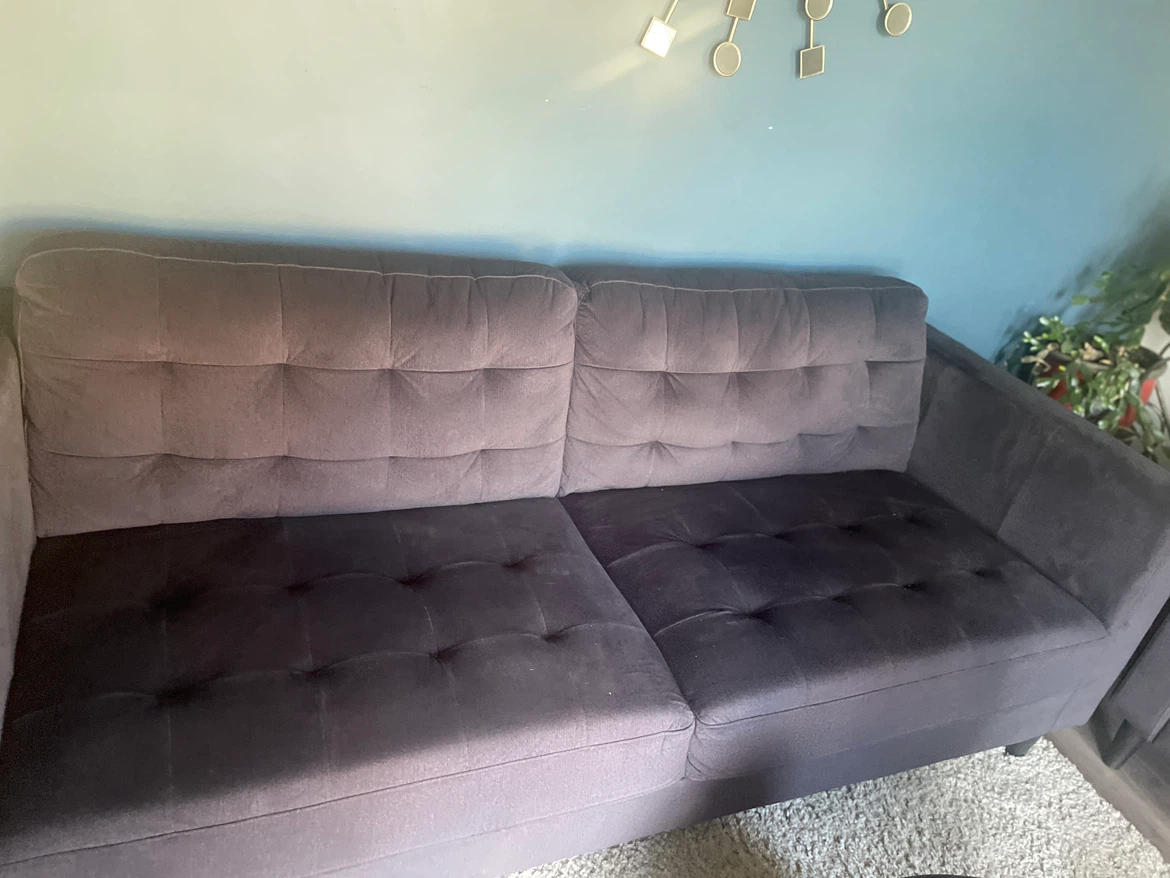 Dark grey tufted fabric sofa - photo 4