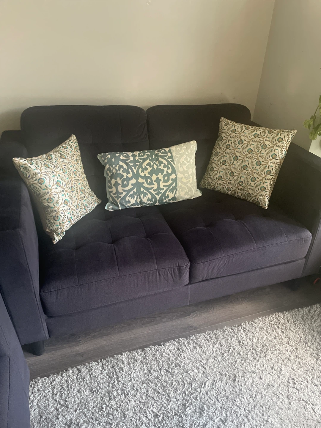 Dark grey tufted fabric sofa - photo 5