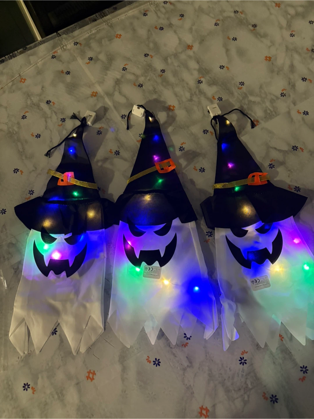 3-Pack LED Light-Up Halloween Ghost Witch Decorations