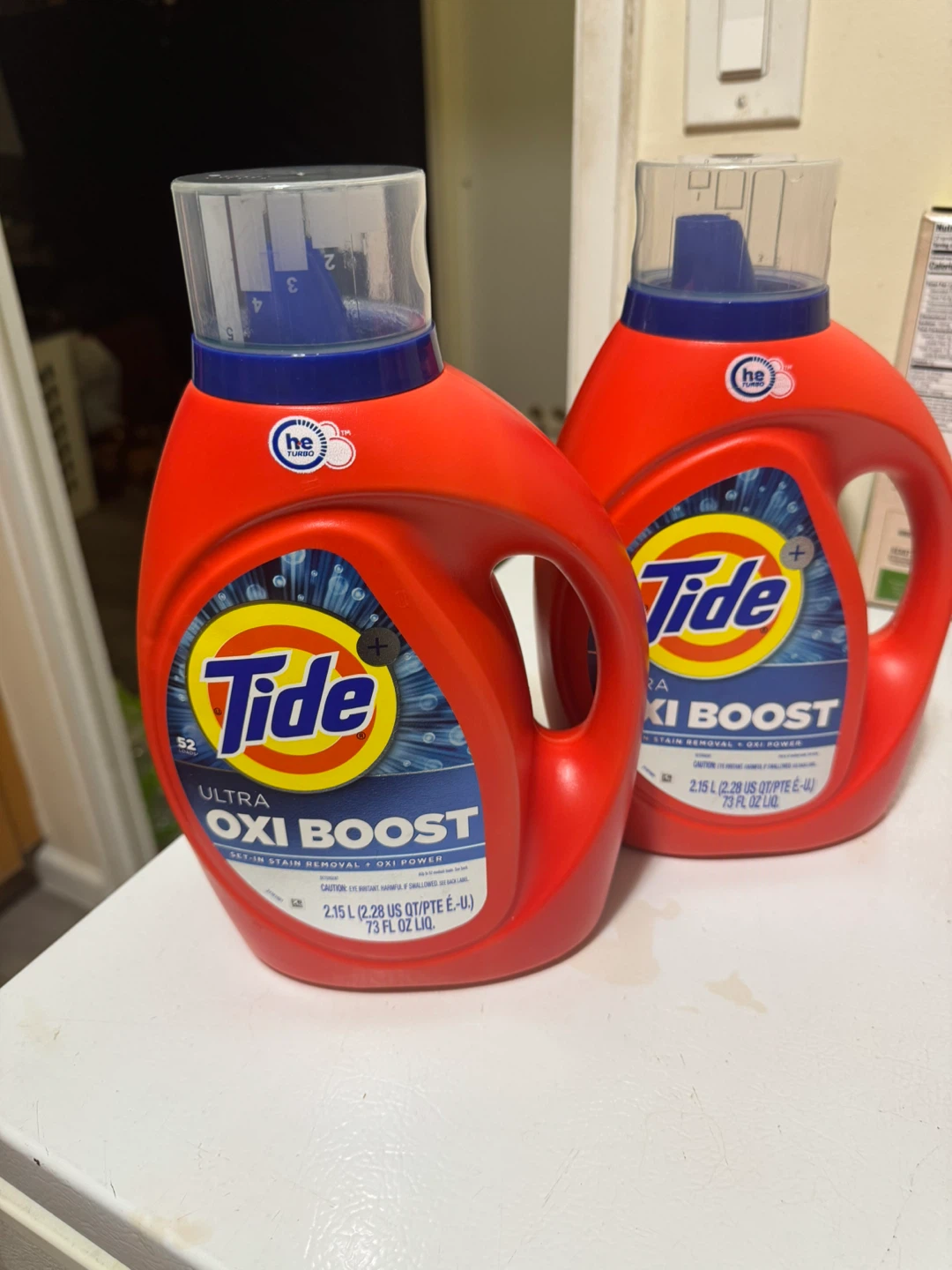 Two Tide Ultra Oxi Boost Liquid Laundry Detergent Bottles