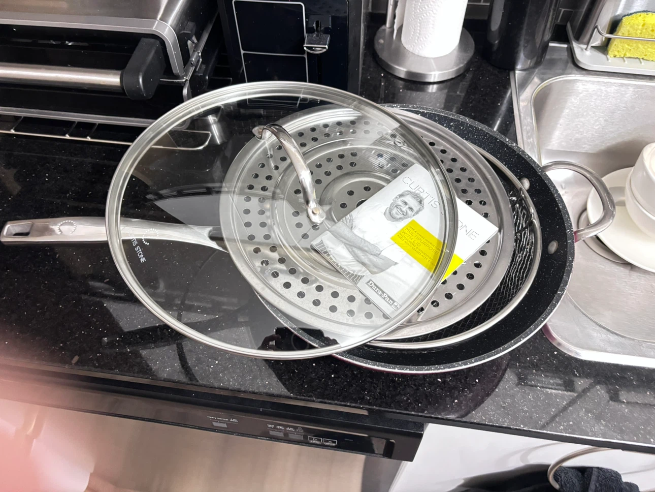Red, Curtis Stone Multipurpose Pan with Lid and Accessories