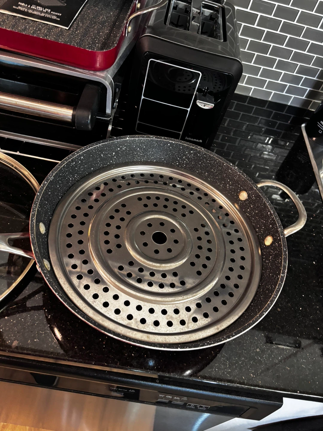 Red, Curtis Stone Multipurpose Pan with Lid and Accessories - photo 2