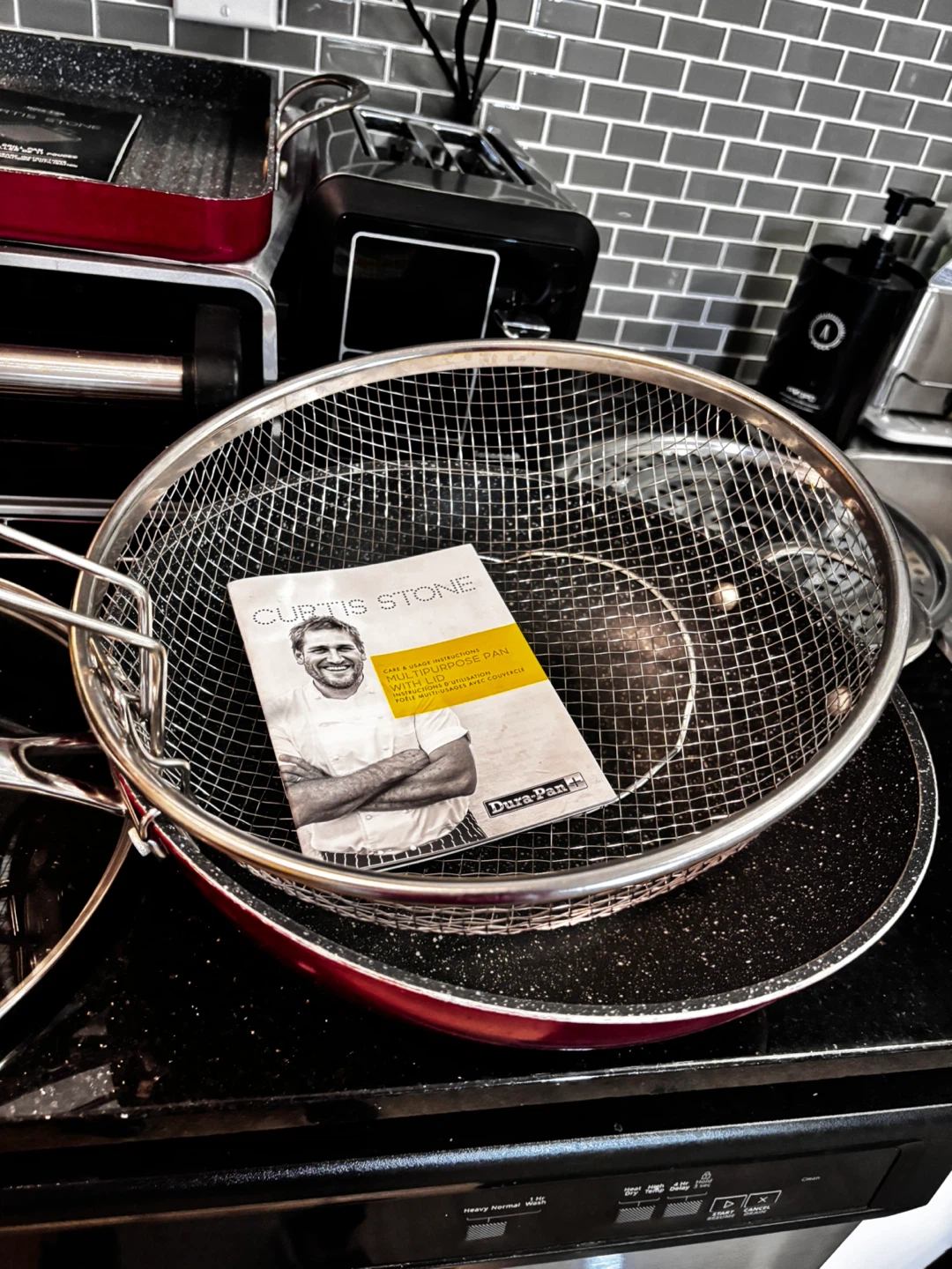 Red, Curtis Stone Multipurpose Pan with Lid and Accessories - photo 3