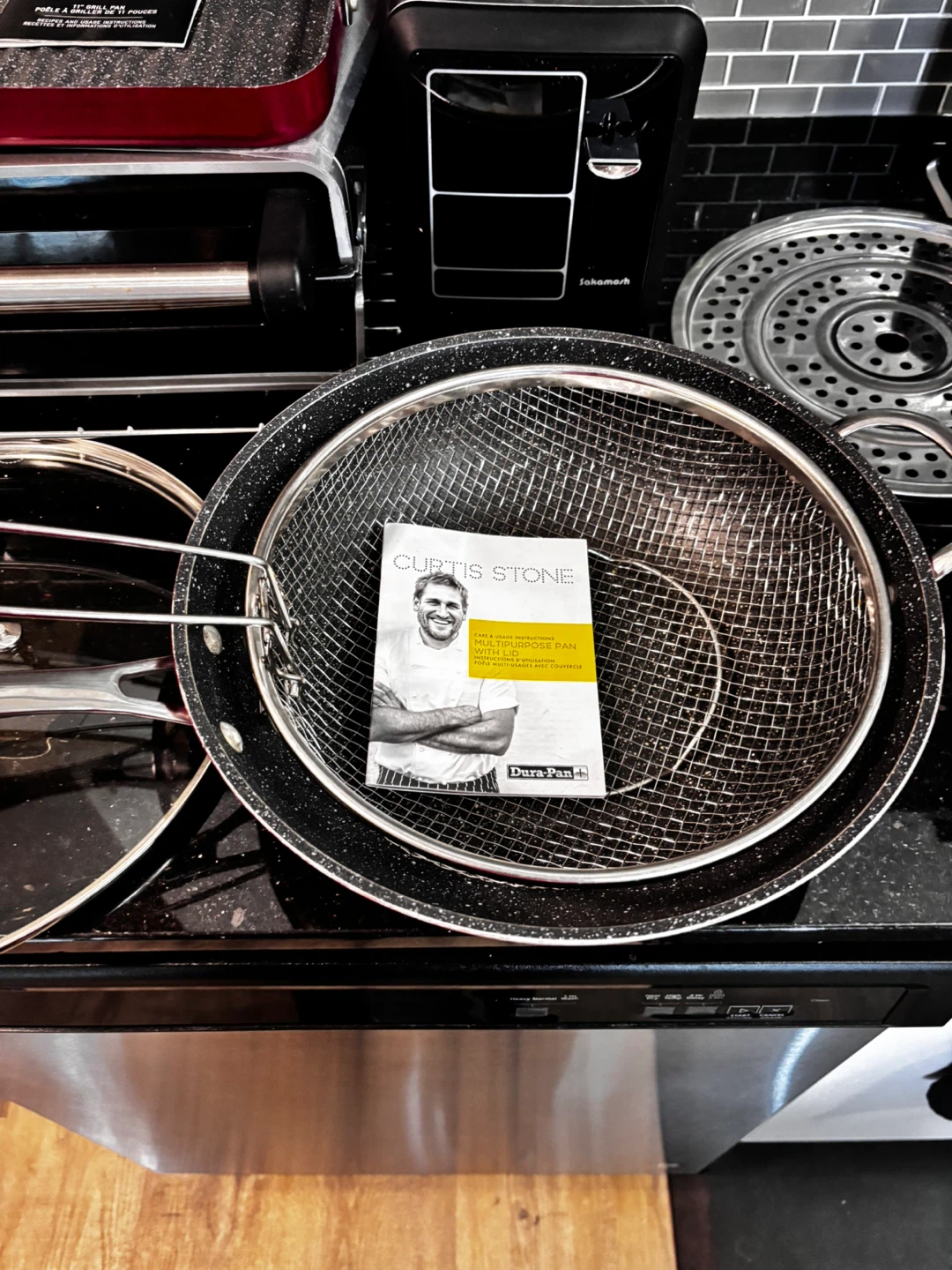 Red, Curtis Stone Multipurpose Pan with Lid and Accessories - photo 4