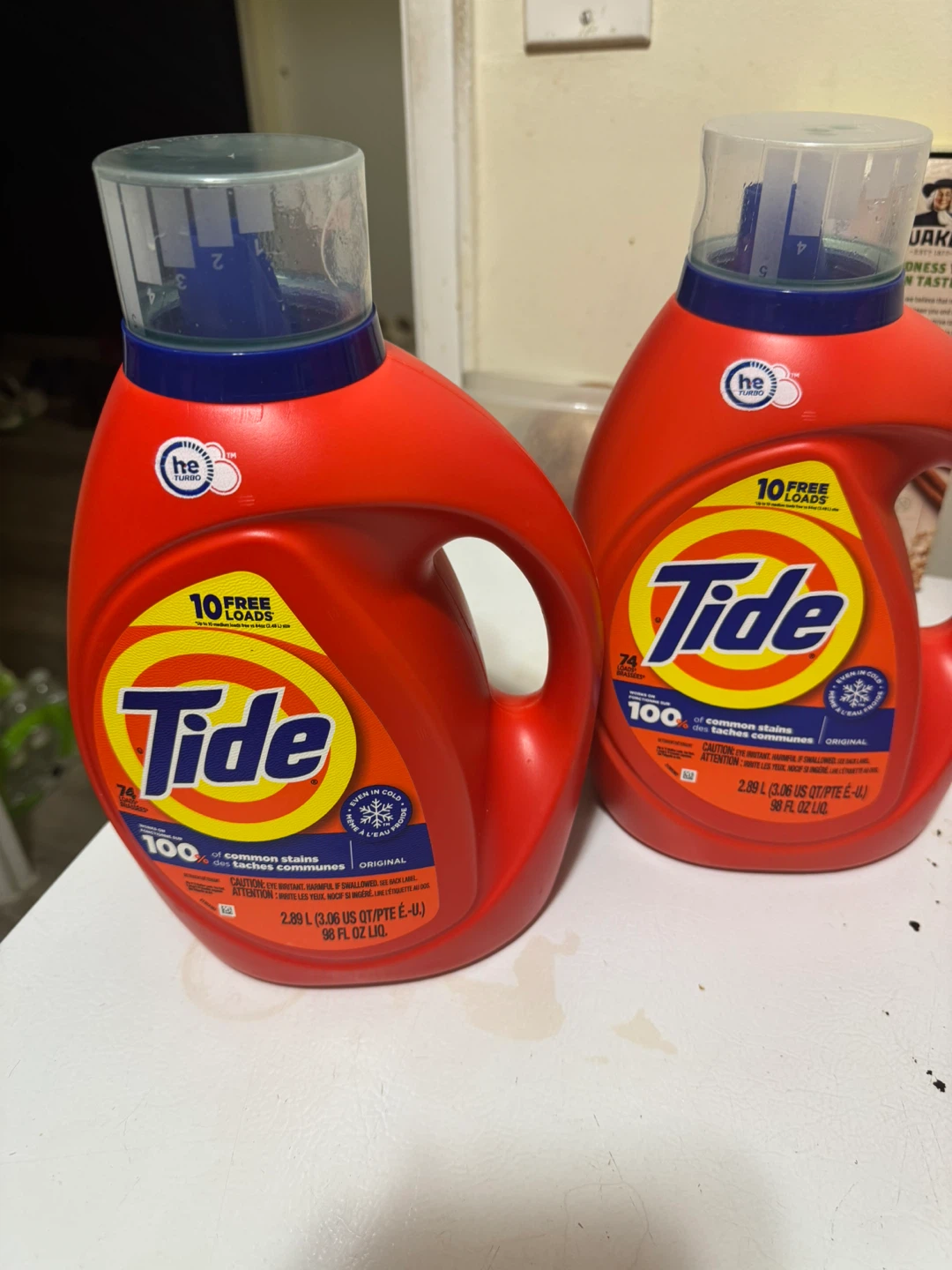 Two Bottles of Tide Original Liquid Laundry Detergent