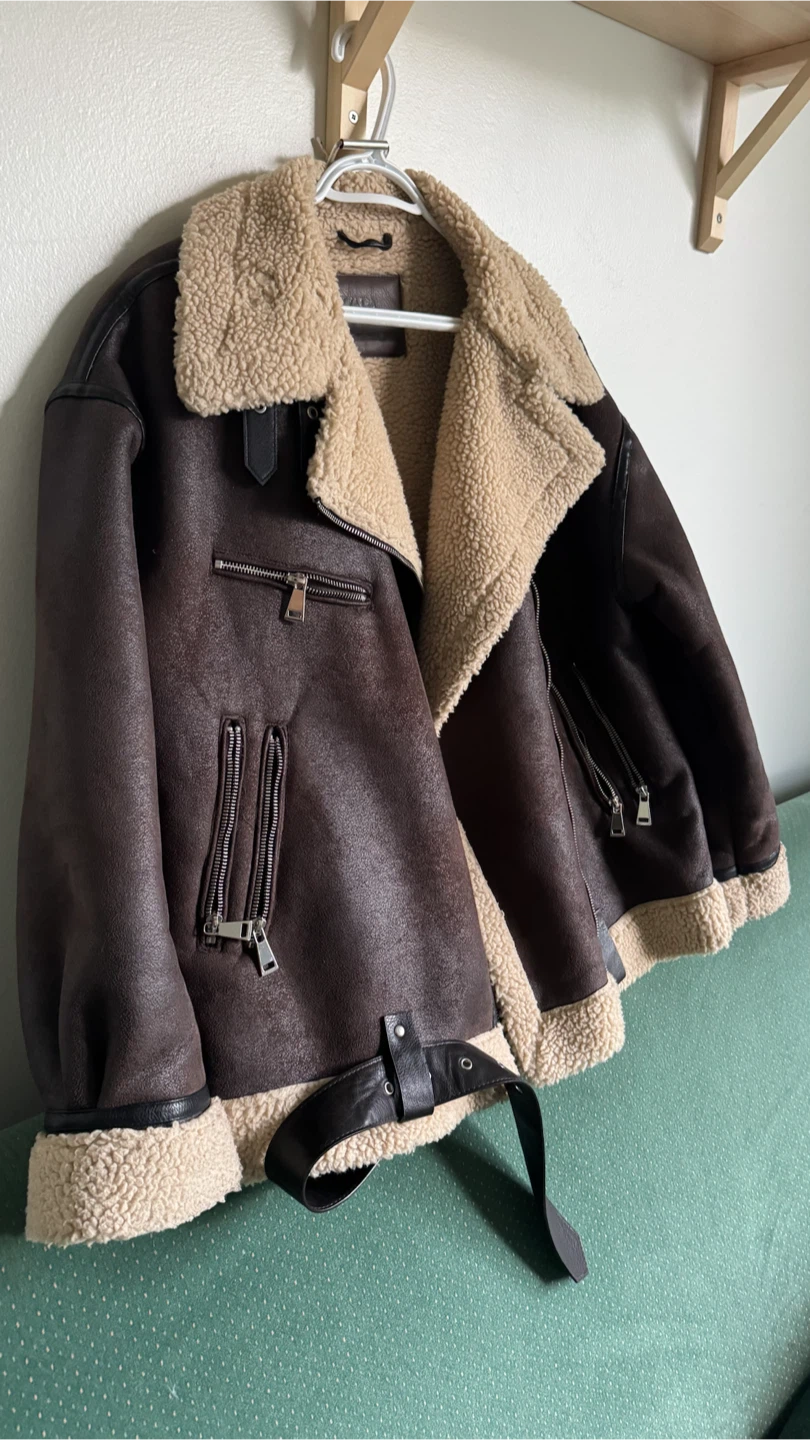 Zara Faux Shearling Aviator Jacket - photo 2