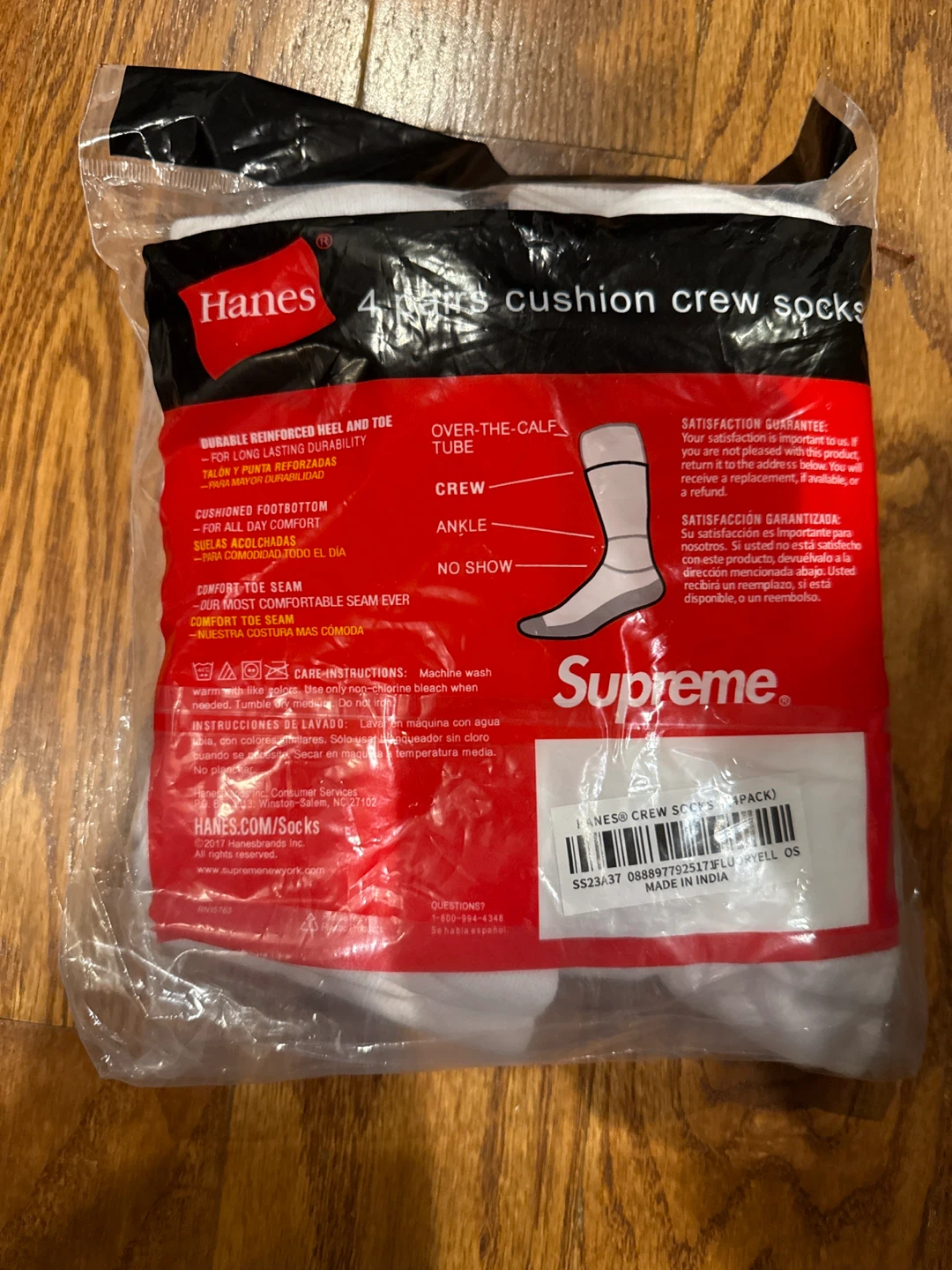 Supreme Hanes Cushion Crew Socks 4-Pack White - photo 2