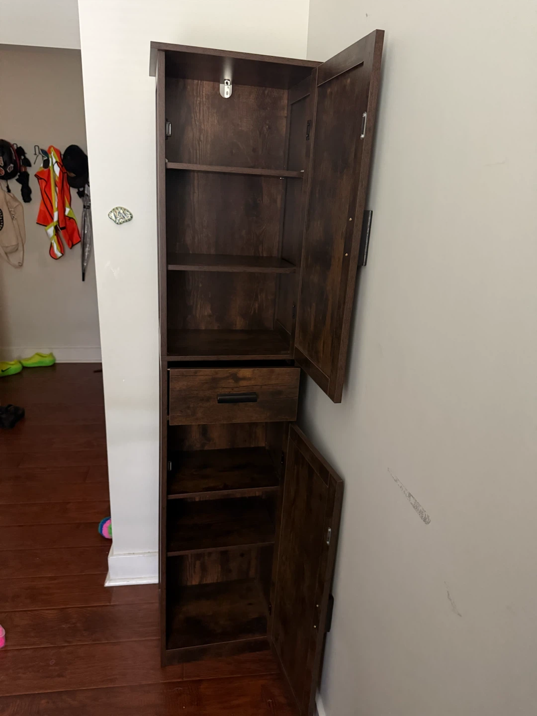 Tall Slim Rustic Brown Storage Cabinet - photo 2