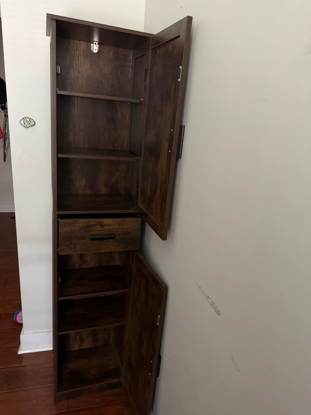 Tall Slim Rustic Brown Storage Cabinet - photo 3