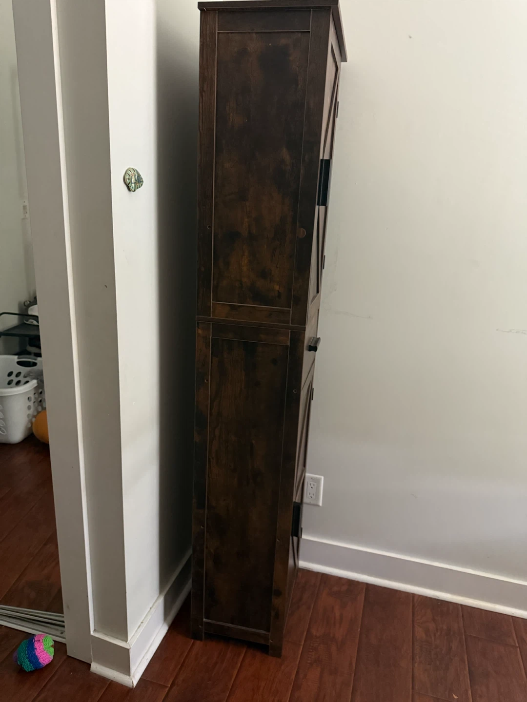 Tall Slim Rustic Brown Storage Cabinet - photo 4