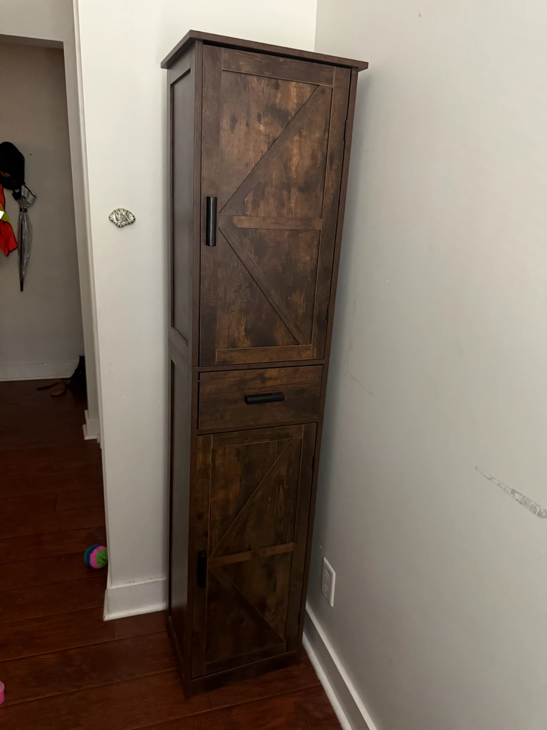 Tall Slim Rustic Brown Storage Cabinet - photo 5
